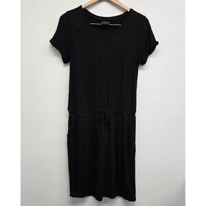 32 Degrees Cool Lux Stretch Dress Sz M Black Short Sleeve Elastic Waist Pockets